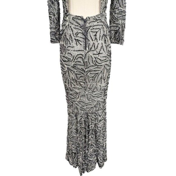 Alice + Olivia By Stacey Bendet Beaded Long Sleeve Open Back Maxi Formal Gown - Picture 9 of 11